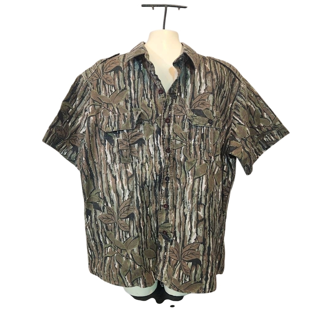 Walls Men's Green Camouflage Button Down‎ Shirt Size XL